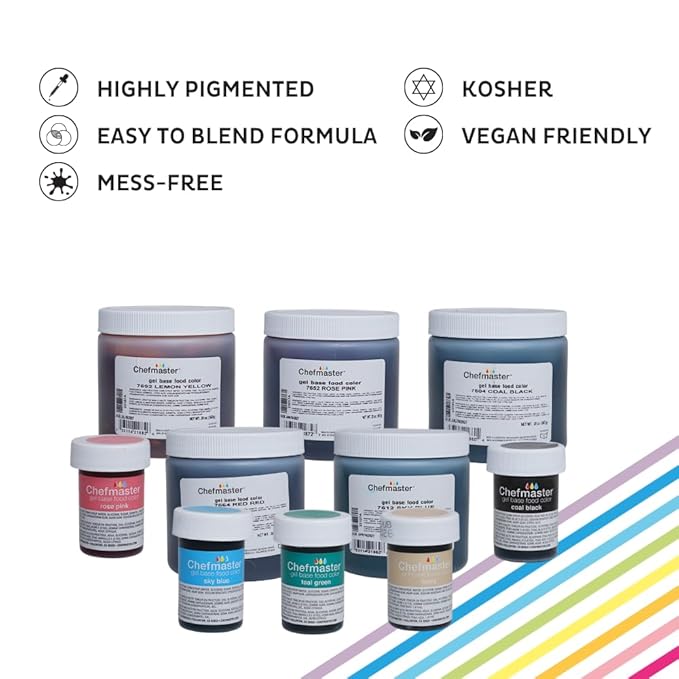 Chefmaster Sky Blue Gel Food Coloring | Vibrant Color | Professional-Grade Dye for Icing, Frosting, Fondant | Baking & Decorating | Fade-Resistant | Easy-to-Use | Made in USA | 20 oz