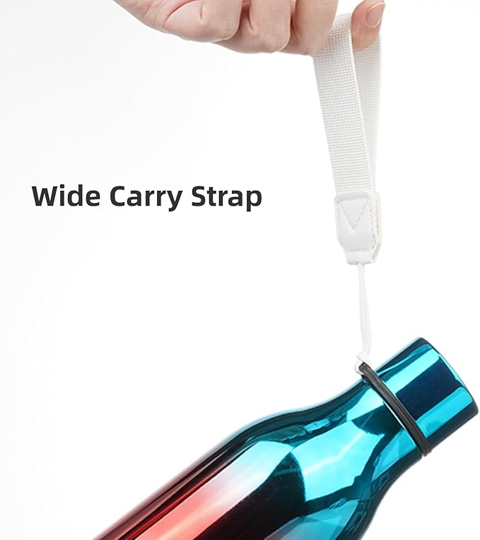 Insulated Water Bottle with Strap,18 oz Double Wall Stainless Steel Vacuum Bottles Metal Water Flask,Caribbean Sunrise