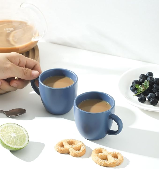 Hasense Ceramic 3 OZ Espresso Cups, Porcelain Espresso Demitasse Cups Set of 4 for Double shot, Lungo and Ristretto, Tiny Italian Expresso Shot Coffee Mugs for Home and Office, Blue