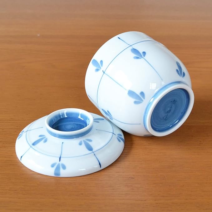 有田焼やきもの市場 Chawanmushi Cups with Lids Set of 2 Japanese Chawan Mushi Arita Imari ware Made in Japan Mebae