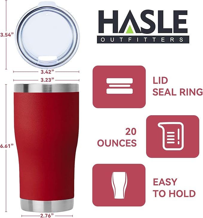 HASLE OUTFITTERS 20 oz Tumbler Bulk, Stainless Steel Tumblers with Lid, Vacuum Insulated Tumbler, Double Wall Powder Coated Cup, coffee mugs, Wine Red, 6 Pack