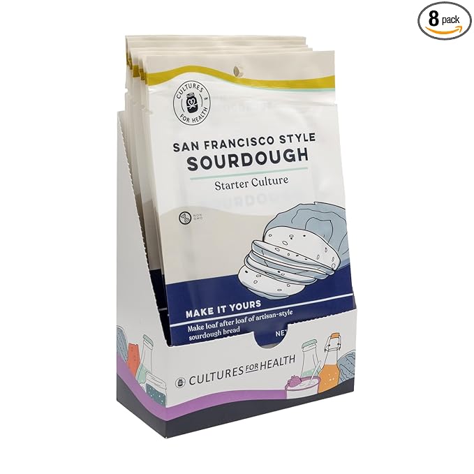 Cultures for Health San Francisco Sourdough Starter, Pack of 8 | Heirloom Style Dehydrated Culture for Baking Sourdough Bread, Pancakes, Biscuits, Pretzels, & More | Non-GMO Prebiotic Artisan Bread