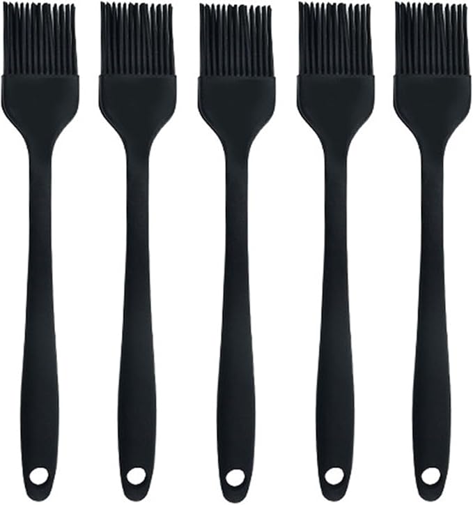 Silicone brush, Oil Brush for BBQ Kitchen Cooking Baking and Grilling(5 PCS,Black)
