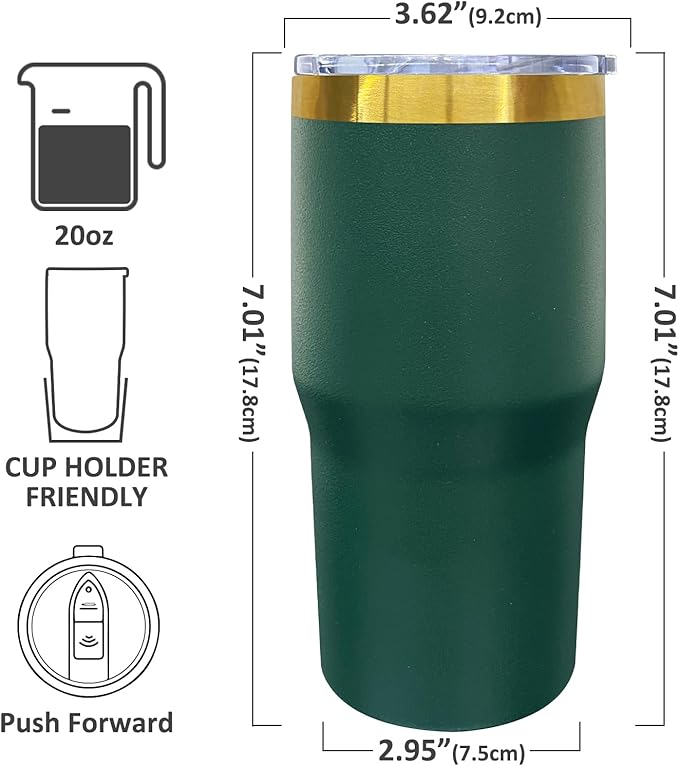 20 oz Tumbler Stainless Steel Tumbler with Lid and Straw, Double Wall Vacuum Insulated Travel Coffee Mug for Laser Engrave, Powder Coated Cups for Hot and Cold Drinks (Army Green,1 pack)
