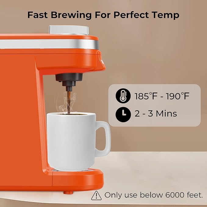 CHULUX Single Serve Coffee Maker for K Capsule, Mini Coffee Maker for One Cup Americano, Lightweight Pod Coffee Machine, Orange