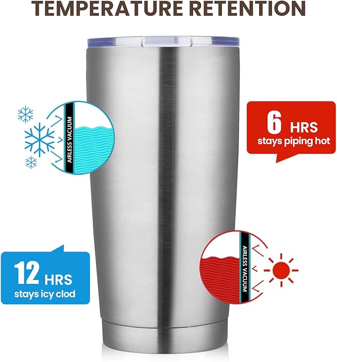 MEWAY 20oz Tumbler Cup Double Wall Vacuum Insulated Travel Mug Bulk, Stainless Steel Tumblers with Lid and Straw, Durable Powder Coated Coffee Cups for Cold & Hot Drinks (Silver, 1)
