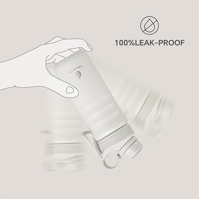 IDEUS Insulated Stainless Steel Water Bottle with 2 Leak-Proof Lids, Thermal Water Flask for Hiking Biking, 18oz, White