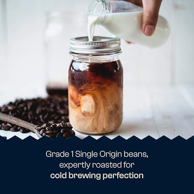 Guatemala Organic Cold Brew Coffee, Single Origin, Gourmet Beans, Tasting Notes of Milk Chocolate, Creamy Caramel & A Hint of Orange, Medium Roast Coarse Ground Beans, 16 oz Coffee Bag