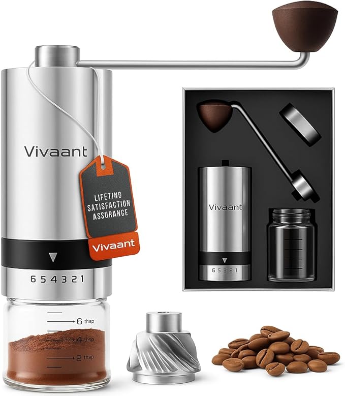 Manual Coffee Grinder, Hand Coffee Grinder with Adjustable Dragon Tooth Stainless Steel Conical Burr, No-Power, Manual Coffee Grinder for Drip Coffee, Espresso, French Press, and More!