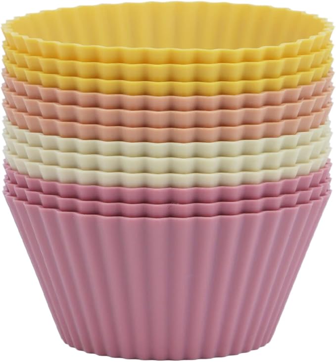 Large Silicone Muffin Cups, 12 Pack Reusable Cupcake Liners 3.54inch Baking Cups Jumbo Size Cake Molds, BPA Free, Dishwasher Safe
