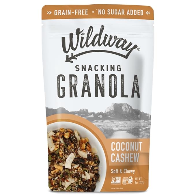 Wildway Keto Granola | Coconut Cashew | Grain-Free, Certified Gluten-Free Cereal | Vegan, Low Carb | No Sugar Added | Paleo-Friendly | Non-GMO Fruit & Nut Clusters | Nutrient-Rich Snack, 8 oz