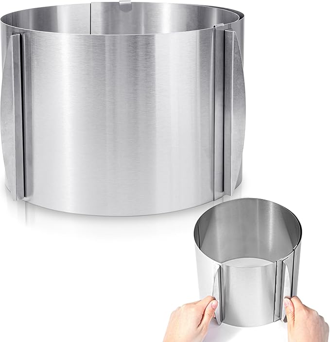Hushee Cake Mold 15 cm High, 6 to 12'' Adjustable Ring Cake Baking Supplies Rings Round Stainless Steel Decorating Bakeware Tools with Scaling for Mousse Baking Dessert Making(1 Piece,8 cm)