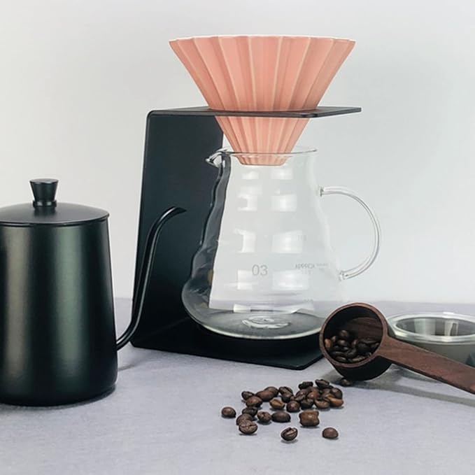 Pour over Coffee Dripper Stand, Filter Cup Holder, Samll Size Light Durable Stainless Steel Reusable Pour over Coffee Dripper Stand for Cone Filters(Black)