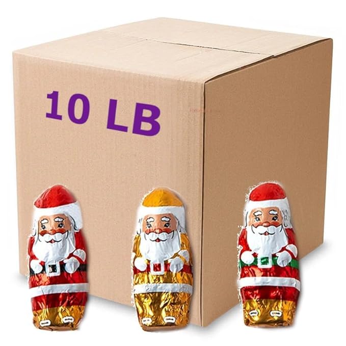 Madelaine Milk Chocolate Mini Santas - 10 LB Bulk Christmas Candy Individually Wrapped - 550 Pieces