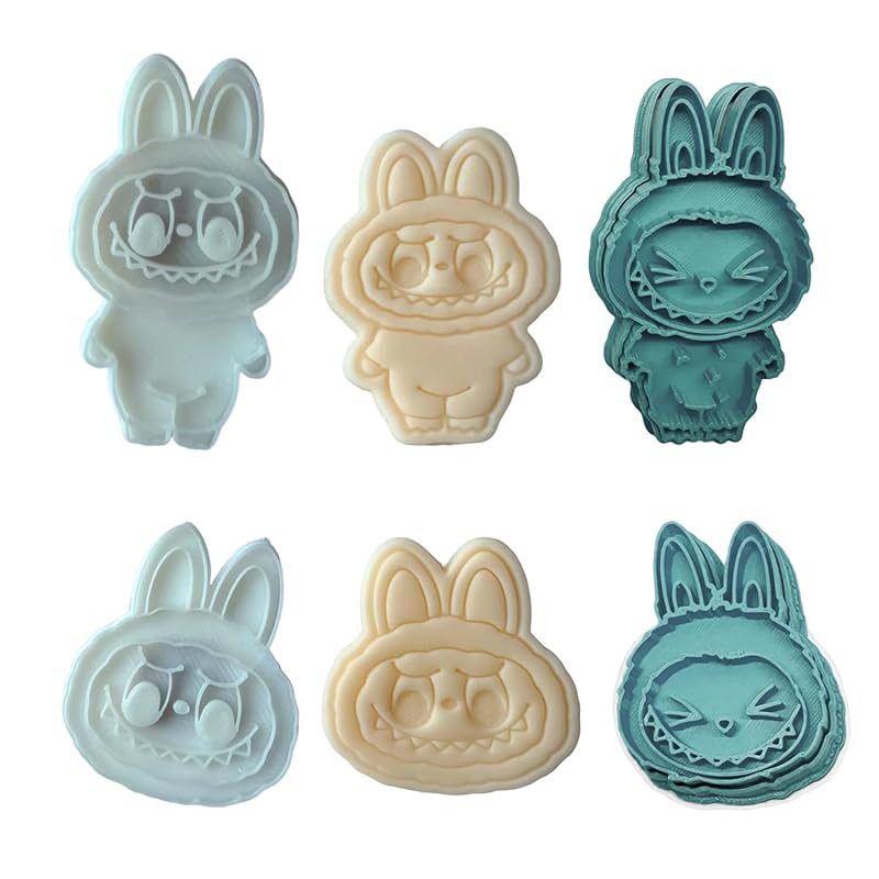 4-Piece Monster Spirit Cookie Stamp Set 3d Cute Doll Cookie Stamp Set With Cutter Suitable For Everyday Baking The Perfect Gift For Baking Enthusiasts A Joyful Gift For The Whole Family