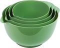 BoxedHome 4 Quart Large Plastic Mixing Bowls, Microwave Safe Mixing Bowl Set with Pour Spout, Nesting Bowls for Space Saving Storage(Grass Green)
