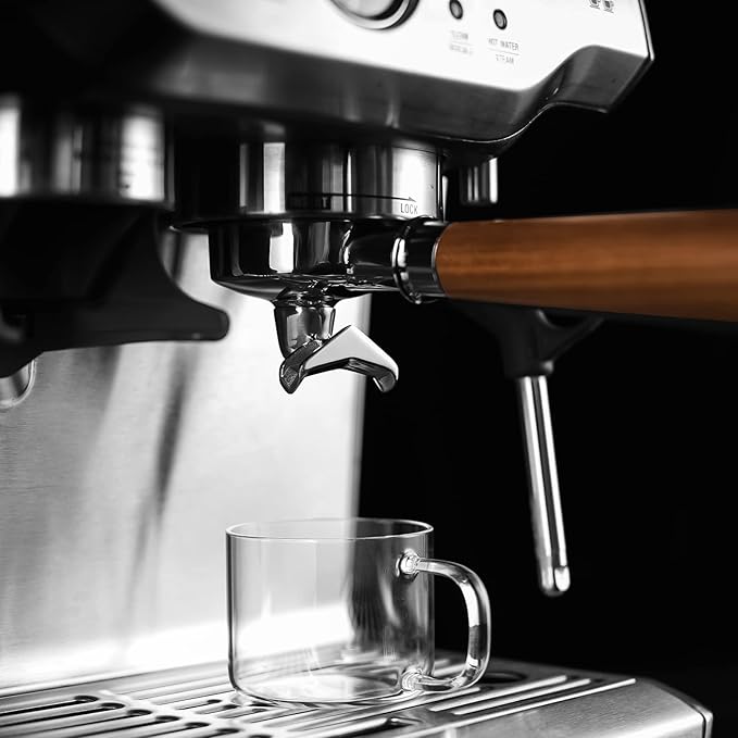CrossCreek 54mm Espresso Double Spouts Portafilter with 3 Ear | Fits 54mm Breville/Sage Barista Espresso Machine | Stainless Steel Basket and Walnut Handle | Espresso Accessories