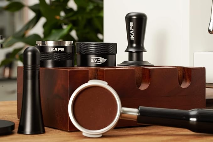 IKAPE Coffee Products, 58MM Coffee Distributor, Gravity Adaptive Espresso Distributor Fits All Over 58MM Espresso Portafilter, Compatible with 58.35MM Rancilio Bottomless Portafilter (Black)