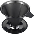 Pour Over Coffee Maker INSINTAR Stainless Steel Pour Over Drip Coffee Filter Paperless Coffee Strainer Reusable Single Cup Coffee Maker 1-4 Cup (Titanium Black)