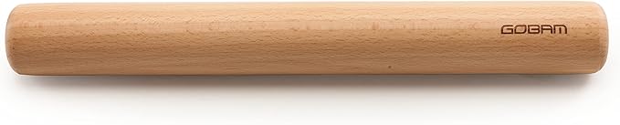 GOBAM Wood Rolling Pin, Small - Dough Roller for Pasta, Cookies, Pie, Pizza, Chapati, Fondant, Rolling Pins for Baking, Bread Making Tools and Supplies - 11 x 1.38 Inches