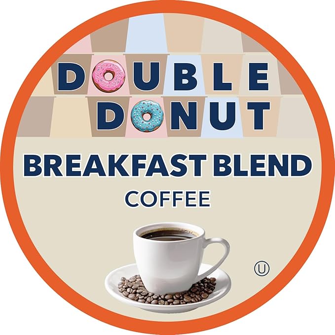Double Donut Coffee Breakfast Blend Fresh Medium Roast Coffee SingleServe Pods for Keurig K Cup Brewer Machines 24 Capsules per Box