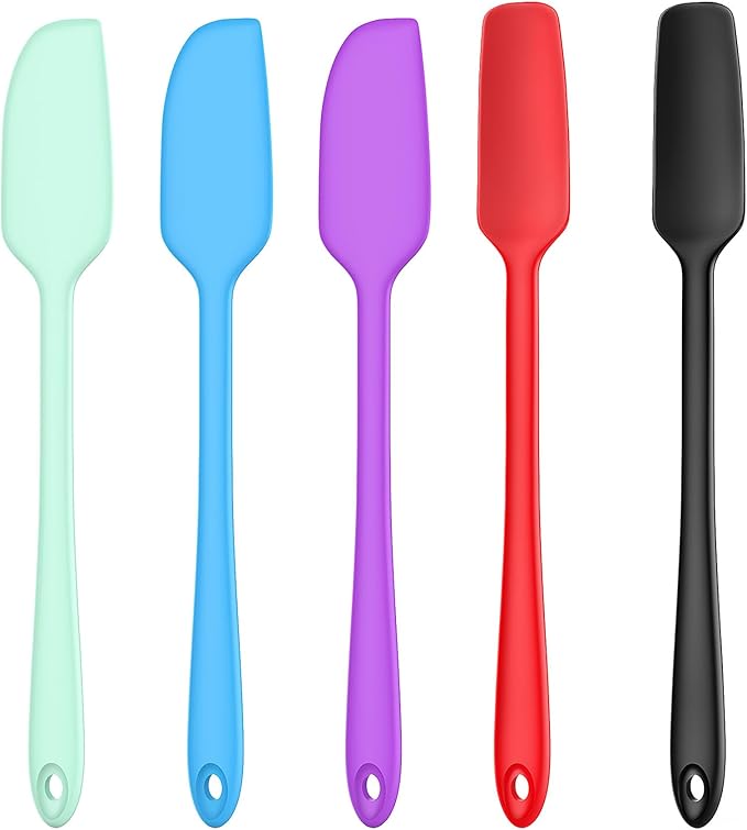 Slim Silicone Spatula Set, 5 Piece Food Grade Rubber Spatulas for Baking, Cooking, and Mixing High Heat Resistant Non Stick Dishwasher Safe BPA-Free (Multicolor)
