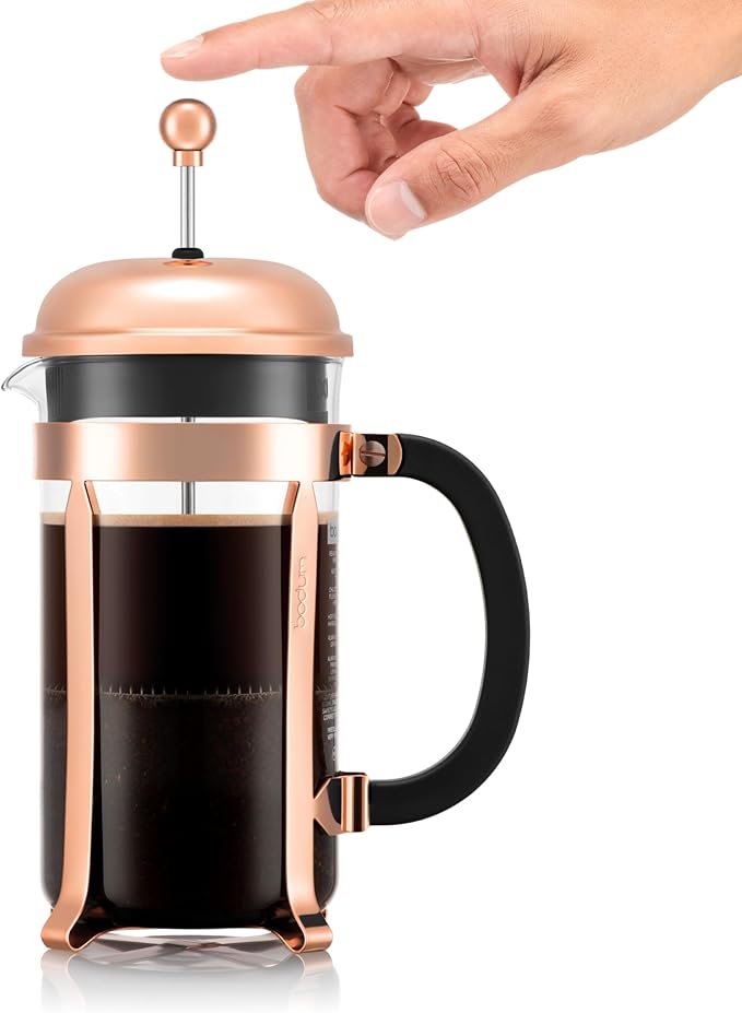Bodum 34oz Chambord French Press Coffee Maker, High-Heat Borosilicate Glass, Stainless Steel, Copper – Made in Portugal