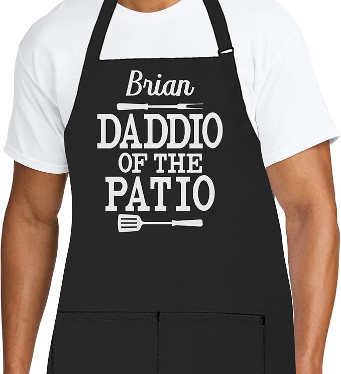 Personalized Chef Apron for Men, Custom Embroidered Design, Professional Kitchen Cooking BBQ Grilling for Dad, Decorated in USA