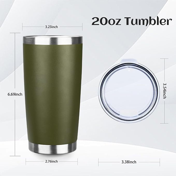 StarSpeed 20oz Tumbler Bulk with Lid, Stainless Steel Insulated Tumblers Double Wall Vacuum Insulated Travel Mug, Powder Coated Coffee Cups for Hot and Cold Drinks(Navy Green,1)
