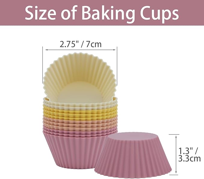 Silicone Baking Muffin Cups 12 Pack, Reusable Cupcake Liners Cake Molds, BPA Free, Dishwasher Safe (Orange Series, Standard)