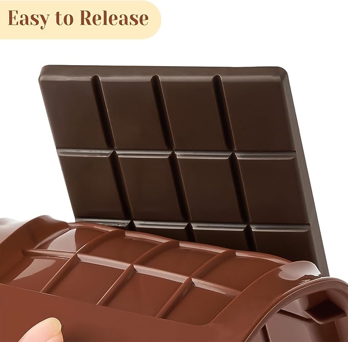 4 PCS Break-Apart Chocolate Molds, Non-Stick Chocolate Bar Molds Silicone Candy Bar Molds for Protein Energy Bar