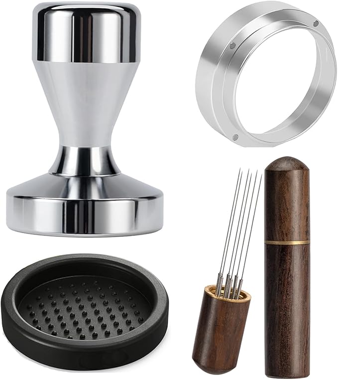 Espresso Accessories Kit 51mm Tamper: Espresso Tamper Kit, Coffee Tamper Tool Espresso Kit | WDT Tool Espresso, Dosing Funnel, Tamper Mat, Espresso Tools for Espresso Machines and 51mm Portafilters