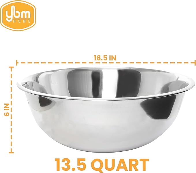Ybmhome Heavy Duty Deep Quality Stainless Steel Mixing Bowl for Mixing Serving Cooking and Baking 1177 (13 Quart)
