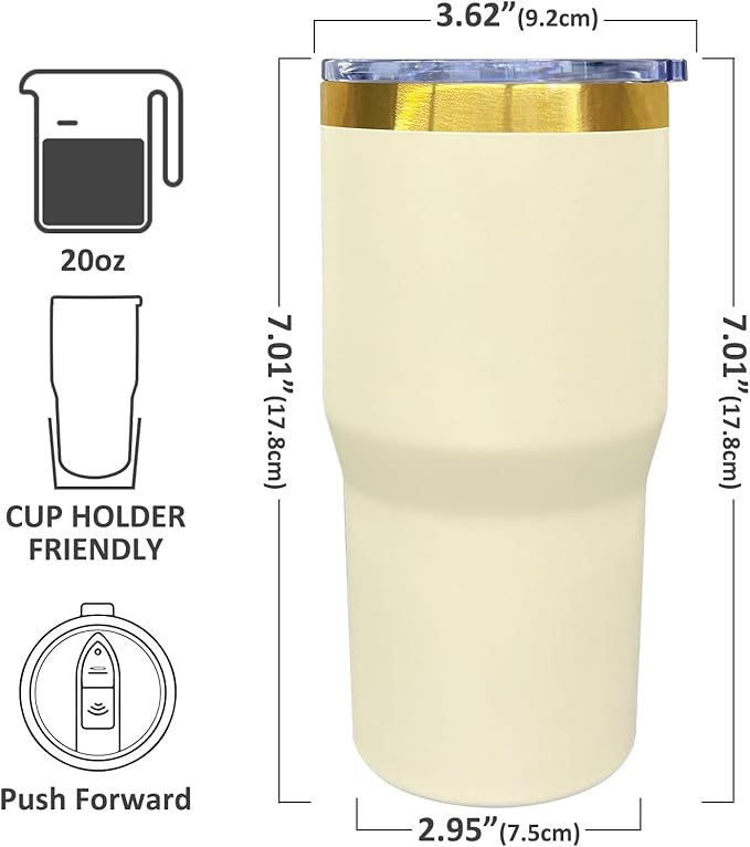 20 oz Tumbler Bulk 12 Pack Stainless Steel Tumblers with Lids and Straws, Double Wall Vacuum Insulated Travel Coffee Mug for Laser Engrave, Powder Coated Cups for Hot and Cold Drinks (Cream,12 pack)