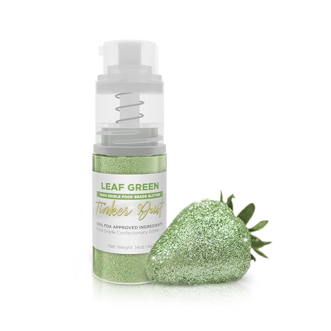 Bakell - Leaf Green Tinker Dust (4g, 1x Mini Spray Pump) Edible Glitter for Food, Desserts, and Beverages!