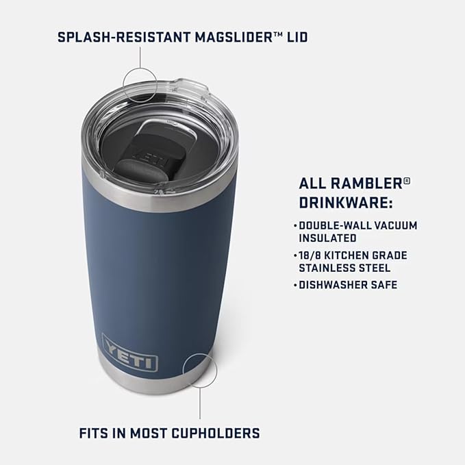 YETI Rambler 20 oz Stainless Steel Vacuum Insulated Tumbler w/MagSlider Lid