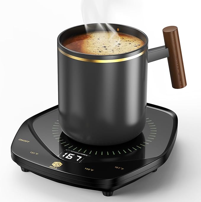 Coffee Mug Warmer for Desk,Candle Warmer Plate Auto Shut Off, Tea Espresso Beverage Coffee Warmer for Desk, Three Temperature Coffee Cup Warmer for Coffee Lover Gifts (Black, Without Mug)
