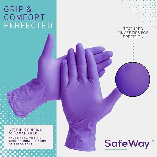 SafeWay Nitrile Gloves, 4000 Ct, Small, Powder-Free, Latex-Free, All-Purpose, Professional Disposable Gloves with Textured Fingertips for Medical Use, Food Prep, Cleaning, Tattoo & More