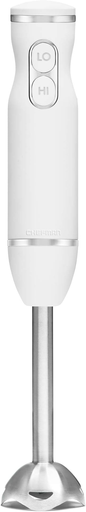 Chefman Immersion Stick Hand Blender with Stainless Steel Blades, Powerful Electric Ice Crushing 2-Speed Control Handheld Food Mixer, Purees, Smoothies, Shakes, Sauces & Soups, Ivory