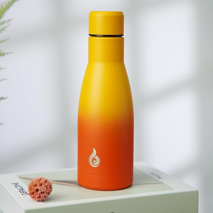 BJPKPK Insulated Water Bottle 12oz Samll Stainless Steel Water Bottles Reusable Metal Thermos Keep Cold and Hot,Sunset Orange