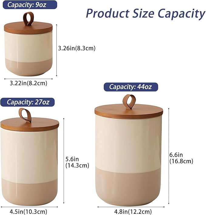 Coffee Canister, Ceramic Food Storage Jars with Lids Salt Matcha Container Brown Sugar Container Bowl for Kitchen Tea, Coffee Beans, Spice (#001Khaki-27oz/800ml)