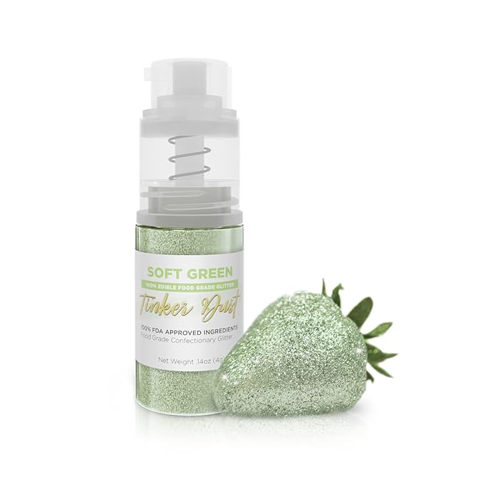 Bakell - Soft Green Tinker Dust (4g, 1x Mini Spray Pump) Edible Glitter for Food, Desserts, and Beverages!
