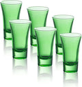 M&N HOME Green 2 Oz Shot Glasses, Set of 6, Heavy Base, Christmas Gift