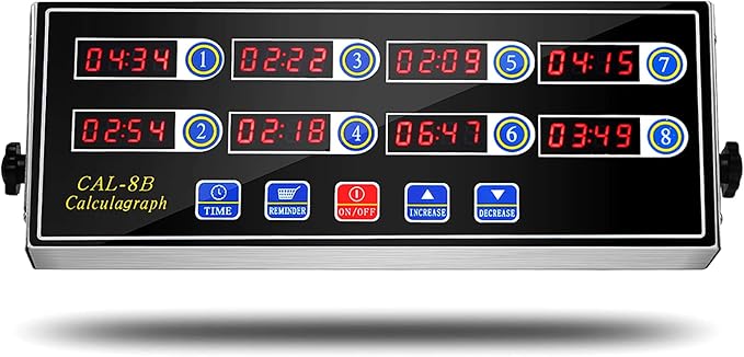 Kitchen Timers for Cooking, 8 Channel, Commercial Grade, Stainless Steel, LED Digital, Loud Alarm,