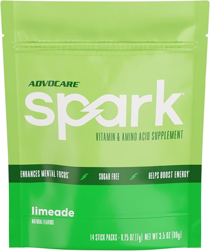 AdvoCare Spark - Energy Drink Mix - Vitamin & Amino Acid Supplement - Supports Energy & Focus* - Portable Immune Support* - Sugar-Free - Limeade, 14 Stick Packs (3.5 oz)
