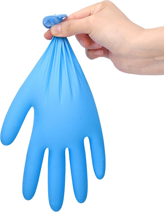 TitanFlex Heavy-Duty Blue Disposable Nitrile Gloves, Box of 100, 6-mil, Fully Textured, Powder-Free, Latex-Free, Non-Sterile