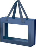 JINGUAN Navy Blue Gift Box with Window, Clear Magnetic Gift Box for Present, Groomsman Proposal Box (10.5x7.5x3 Inches)