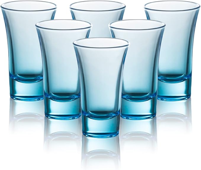 M&N HOME Ombre Blue Shot Glass Set, 2 Oz Set of 6 Colored Shot shot glasses, Whiskey Glasses, Tequila Shot Glasses, Cocktail Glasses, Round Shot Glasses for Vodka, Spirits & Liquor (Gradient Blue)