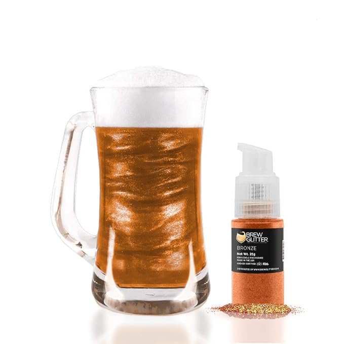 Bronze BREW GLITTER Edible Glitter For Drinks, Cocktails, Beer, Garnish Glitter & Beverages | KOSHER & HALAL Certified | 100% Edible & Food Grade | Vegan, Gluten, Nut Free (25g Spray Pump, Bronze)