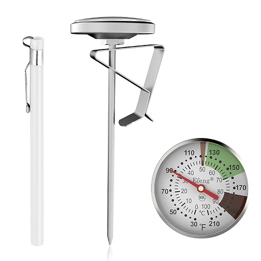 Instant Read Pocket Milk Frothing Thermometer with1 inch Dial 5 inch Probe Clip,Best Instant Read Food for The Coffee Drinks,Chocolate Milk Foam (2)